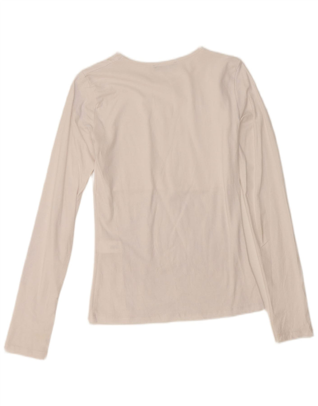 Zara Damen Top Langarm UK 8 Small Weiße Baumwolle