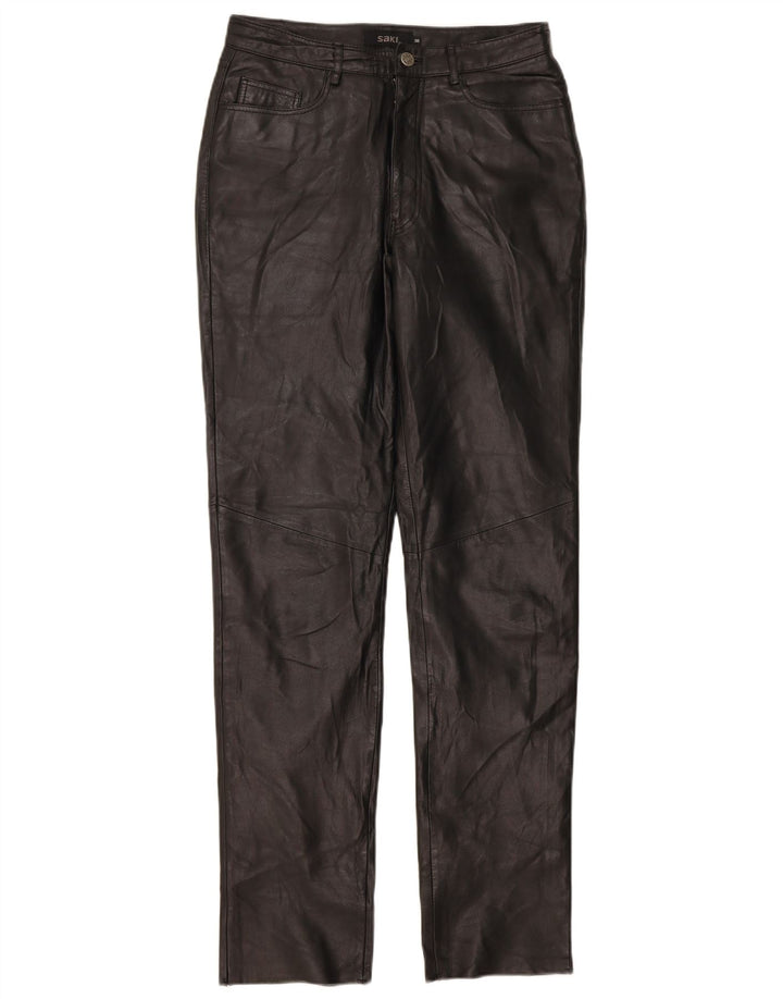 SAKI Womens Slim Leather Trousers EU 38 Medium W30 L34 Black Leather