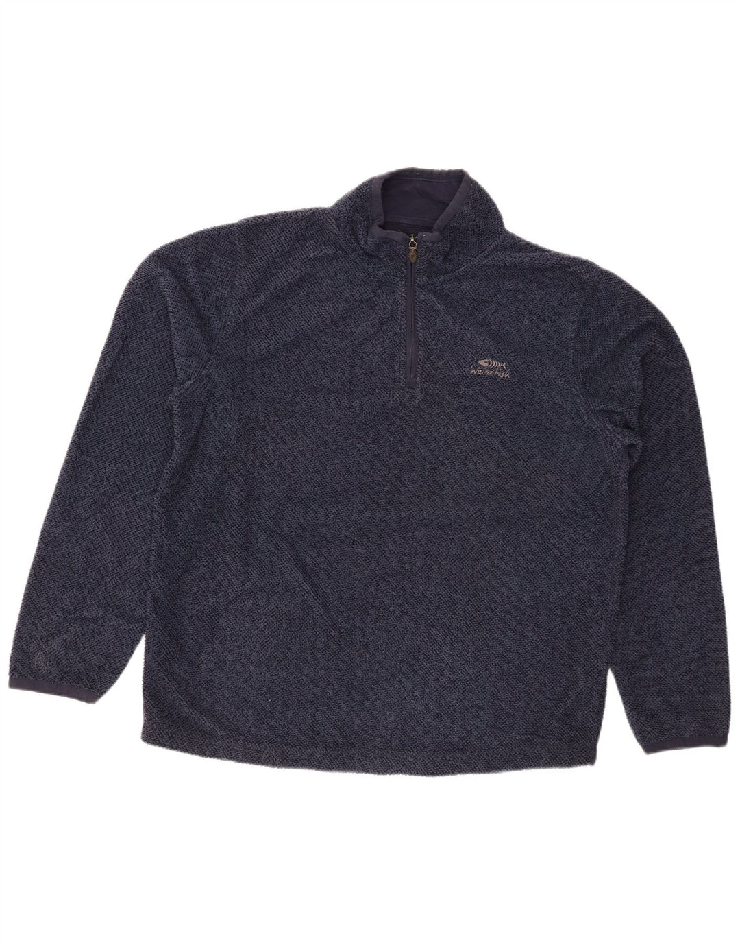 WEIRD FISH Herren-Sweatshirt mit Reißverschluss am Hals, groß, marineblaues Polyester