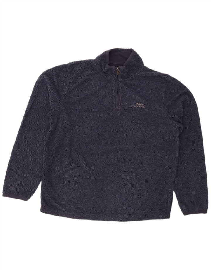 WEIRD FISH Herren-Sweatshirt mit Reißverschluss am Hals, groß, marineblaues Polyester
