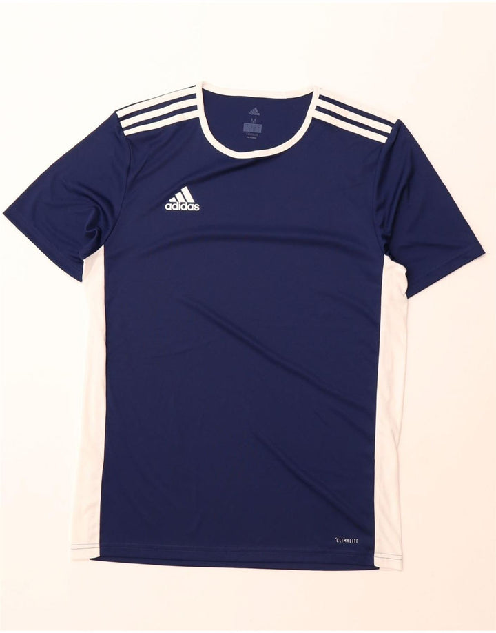 ADIDAS Mens Climalite T-Shirt Top Medium Navy Blue Colourblock Polyester