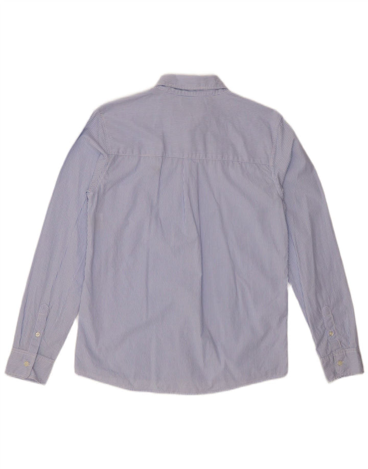 BENETTON Jungen-Hemd, 13–14 Jahre, 3XL, blaue Nadelstreifen-Baumwolle