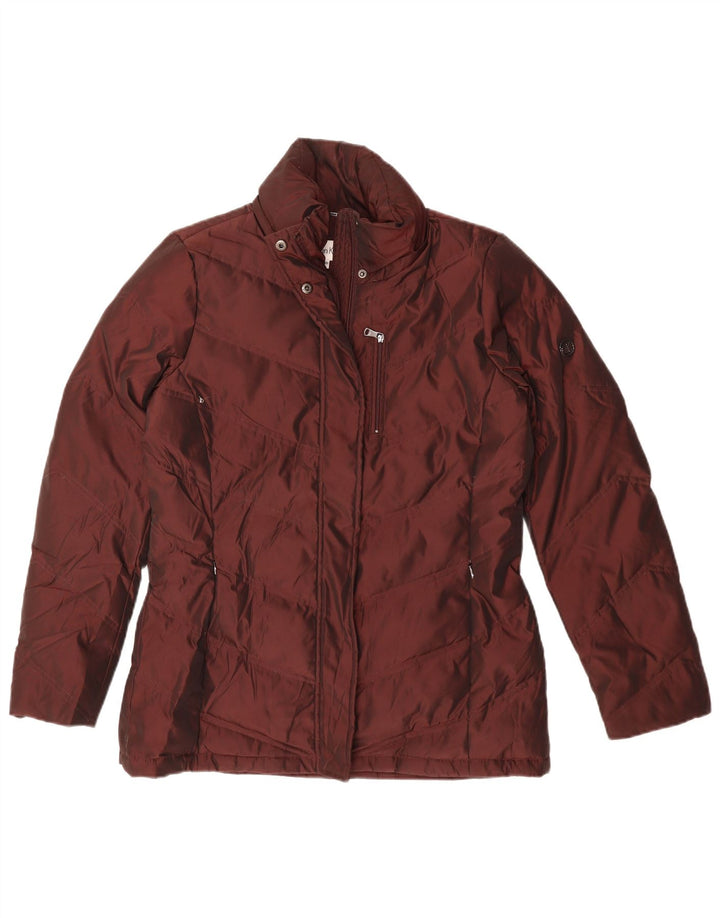 CALVIN KLEIN Damen Wattierte Jacke UK 14 Medium Maroon Polyester