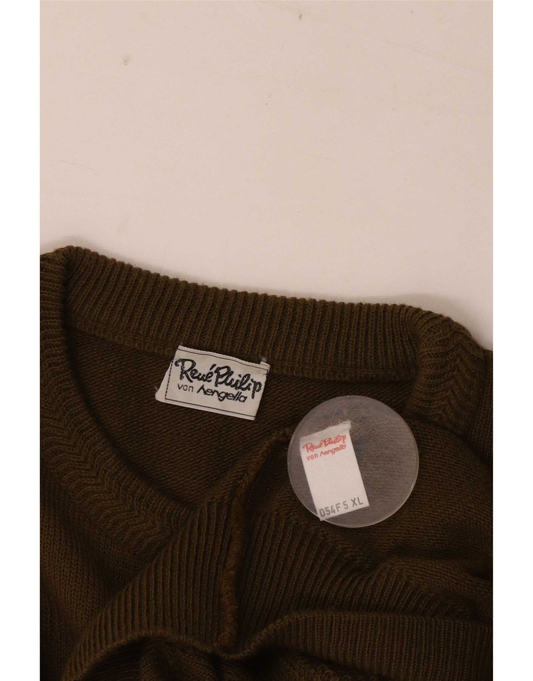 Vintage Herren Rundhalspullover Pullover XL Khaki Wolle