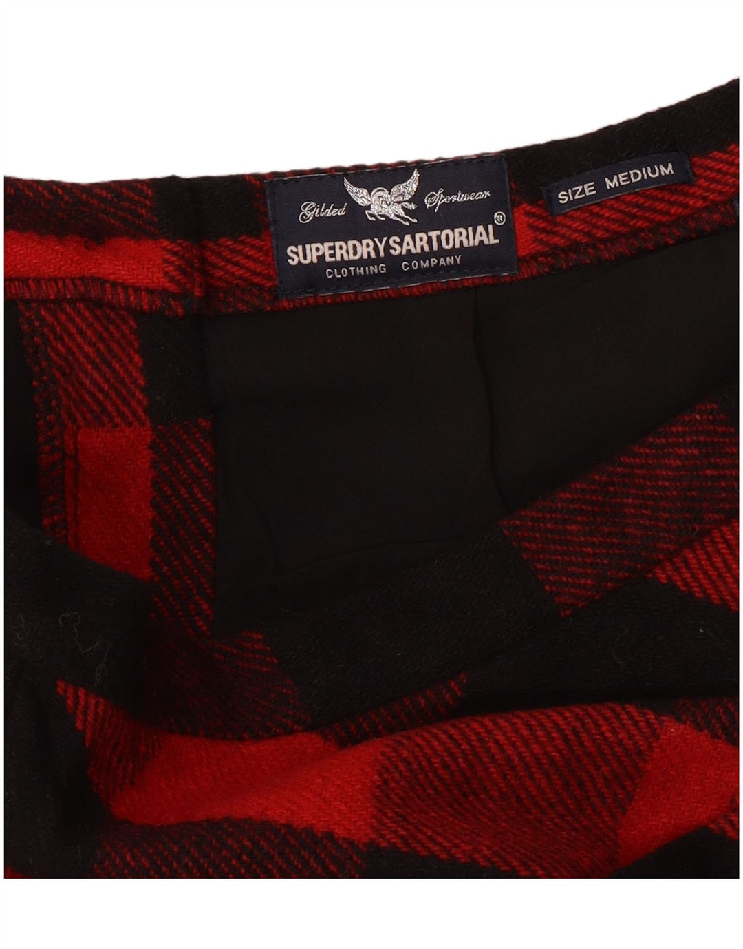 SUPERDRY Damen Minirock Medium W30 Rote Gingham-Wolle