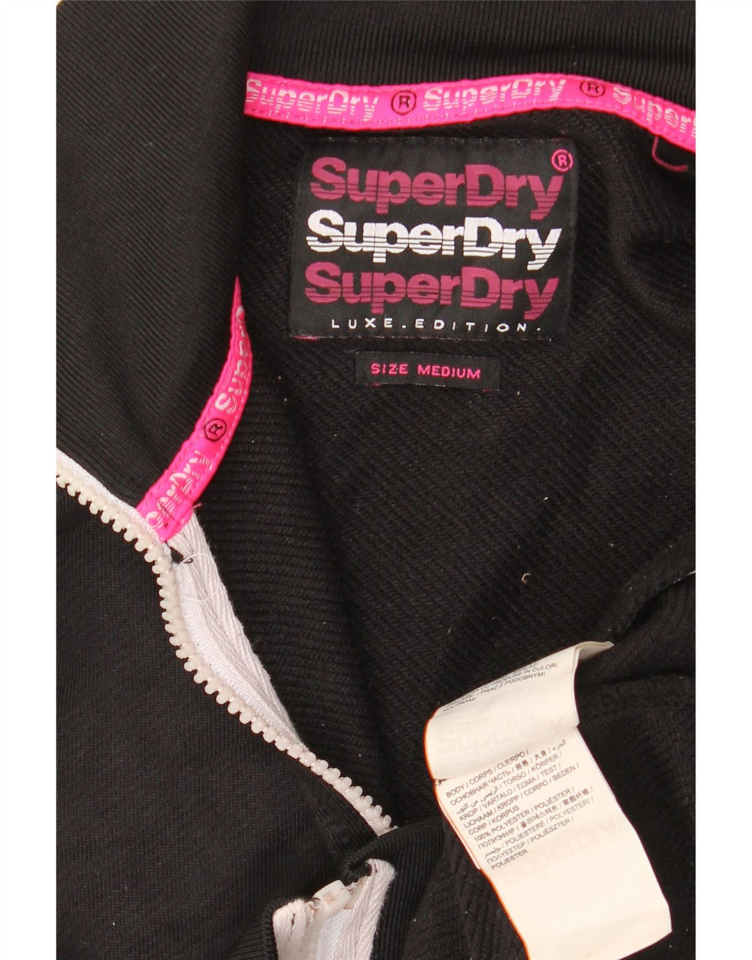 SUPERDRY Damen-Trainingsanzug-Top-Jacke, UK 14, Mittelschwarz, Farbblock