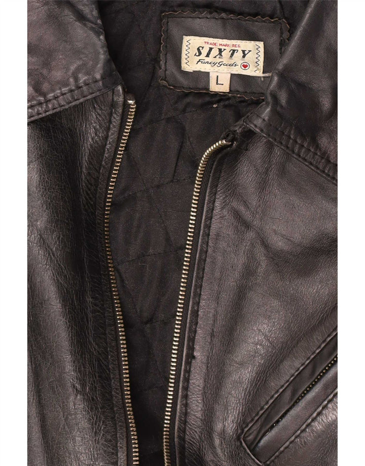 Sixty Damen Lederjacke UK 14 Large Schwarz