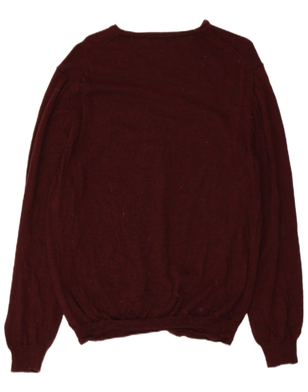 Marks & Spencer Herren Slim Fit V-Ausschnitt Pullover Pullover XL Maroon Merinowolle