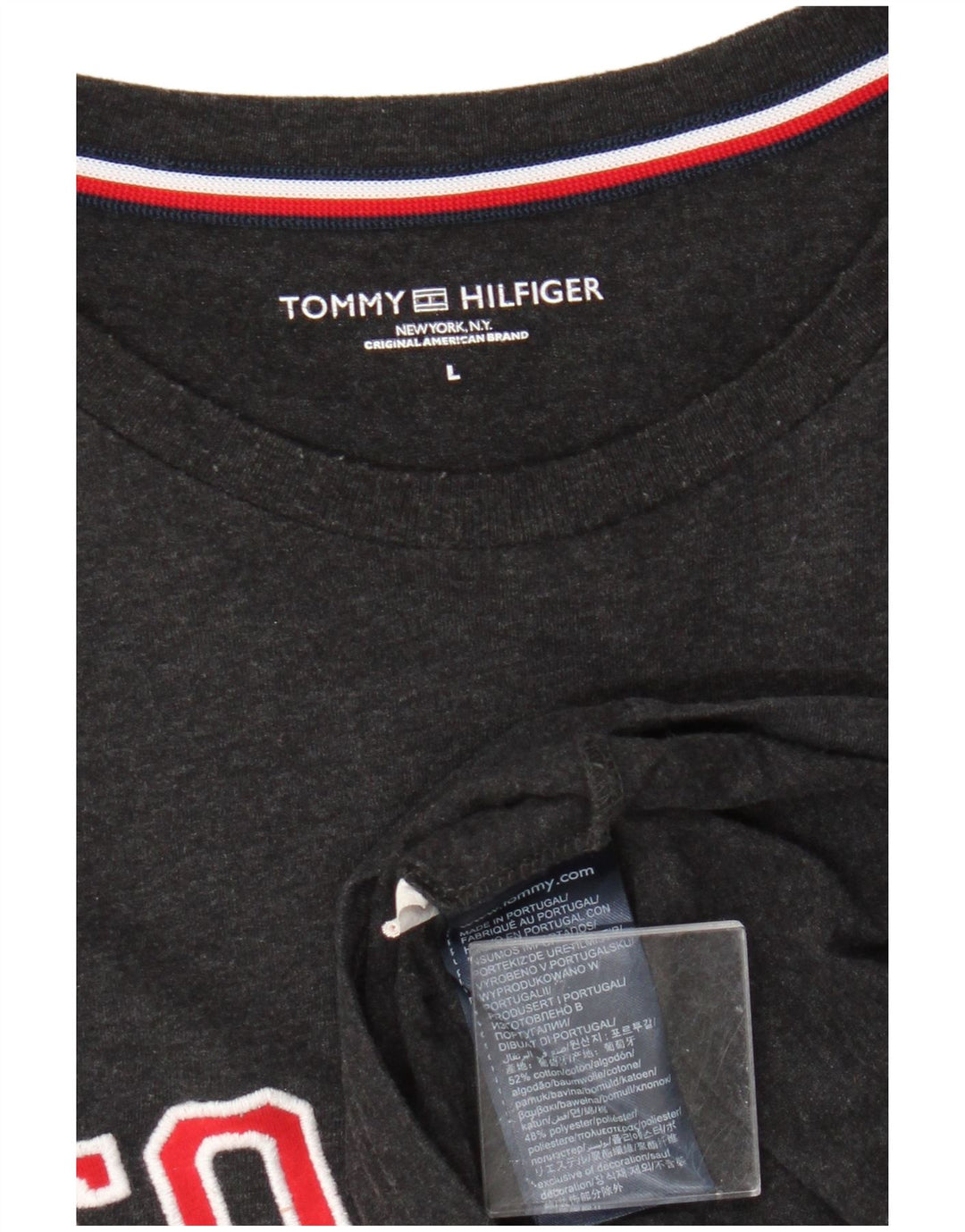 Tommy Hilfiger Herren-Grafik-Oberteil, langärmelig, groß, schwarze Baumwolle