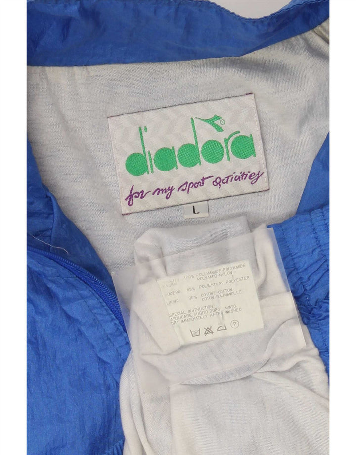 Diadora Herren-Trainingsanzug-Oberteil, Jacke, groß, blaues Colourblock-Polyamid