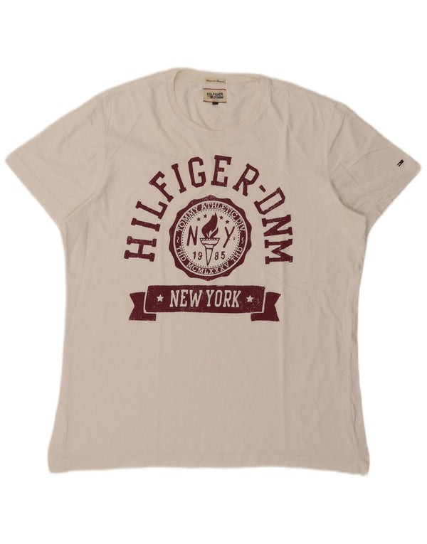Tommy Hilfiger Herren T-Shirt mit Grafik, XL, Weiß