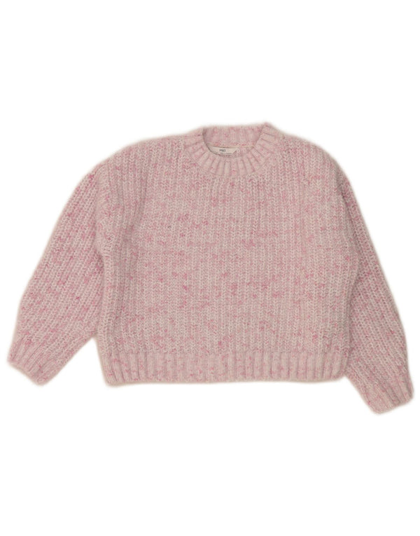 Marks & Spencer Mädchen-Pullover mit Rundhalsausschnitt, 11–12 Jahre, rosa meliert