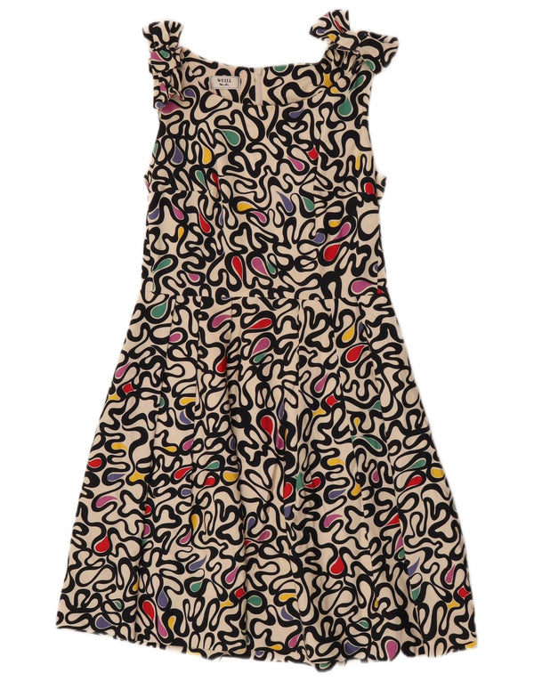 Weill Damen-Kleid mit abstraktem Muster, ärmellos, A-Linie, Gr. 10, Größe S, gebrochenes Weiß