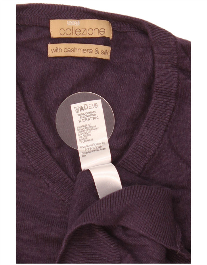 Marks & Spencer Herren-Pullover mit V-Ausschnitt, groß, violette Viskose