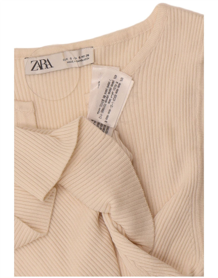 Zara Damen-Cardigan-Oberteil, UK-Gr. 8, Small, Off-White-Viskose
