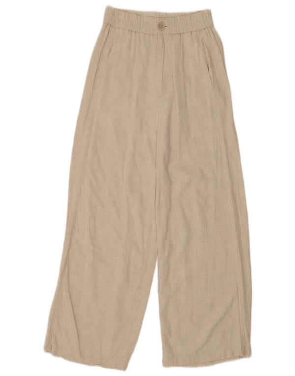 Stradivarius Damen-Freizeithose mit hoher Taille und weitem Bein, XS, W24, L24, Beige