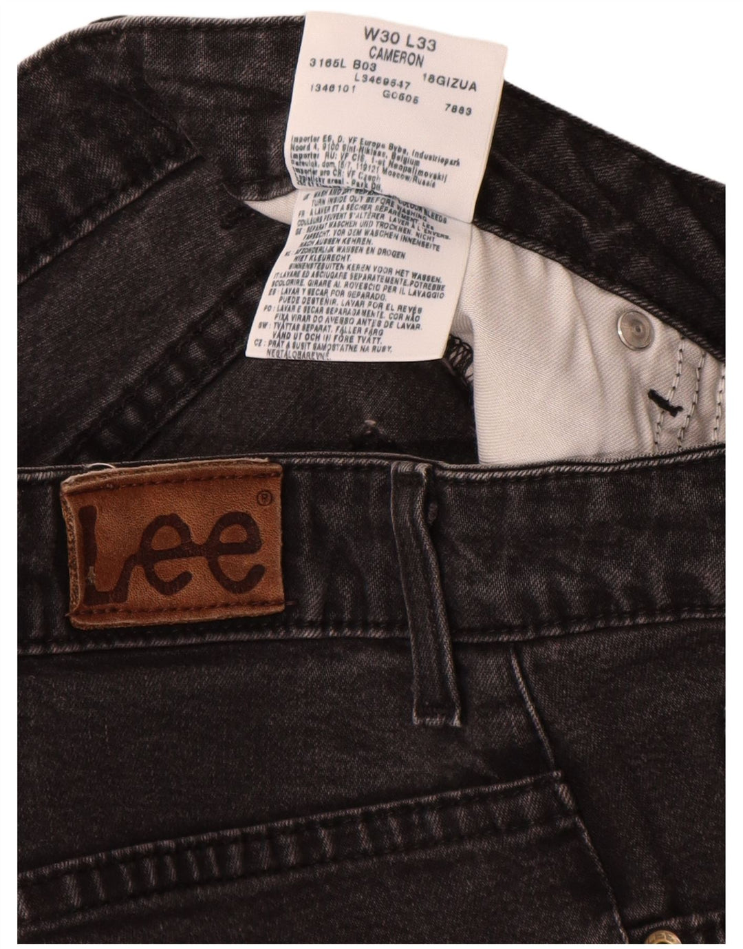 Lee Damen Cameron Straight Jeans W30 L28 Schwarze Baumwolle