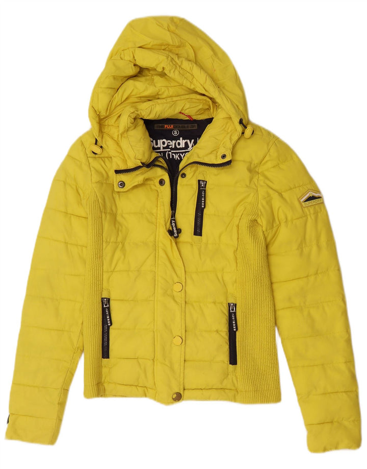 Superdry Wattierte Jacke mit Kapuze für Damen, UK 10, Größe S, Gelb, Polyester