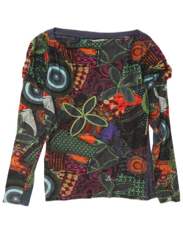 Desigual Damen Loose Fit Top Langarm UK 6 XS Mehrfarbig