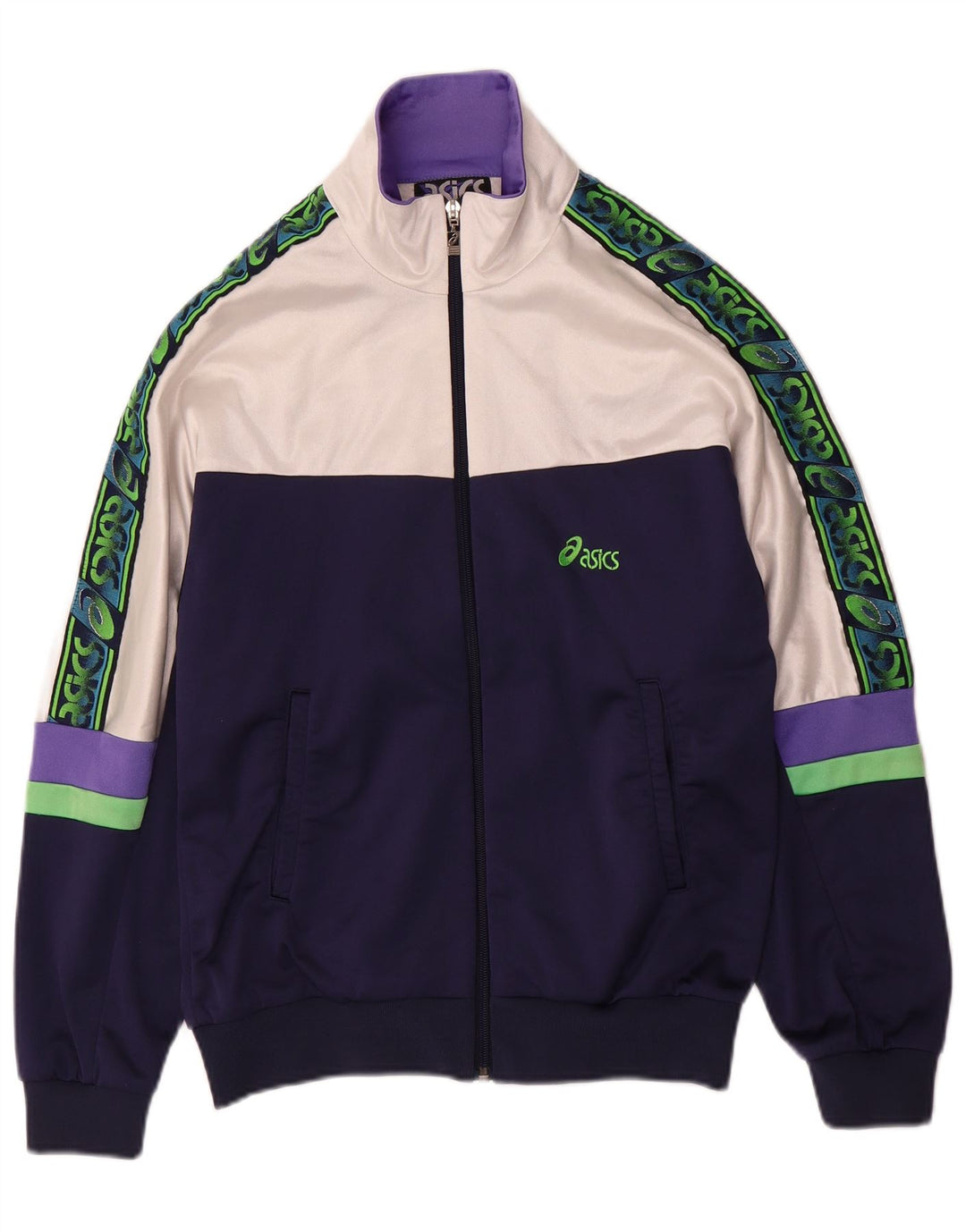 Asics Damen-Trainingsanzug, IT 46, groß, marineblau, Colourblock-Polyamid