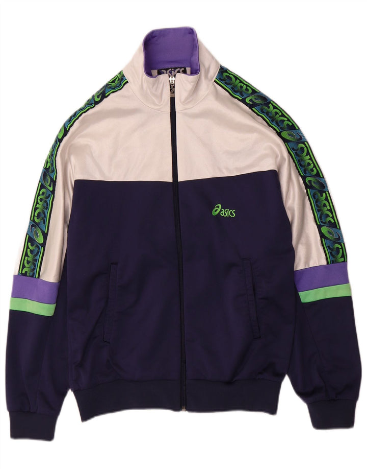 Asics Damen-Trainingsanzug, IT 46, groß, marineblau, Colourblock-Polyamid