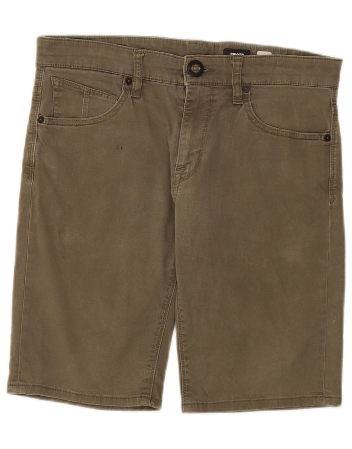 Volcom Herren Solver Denim Shorts W30 Medium Khaki Baumwolle