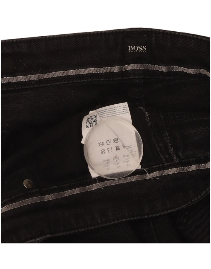 Hugo Boss Herren Slim Jeans W36 L32 Schwarze Baumwolle
