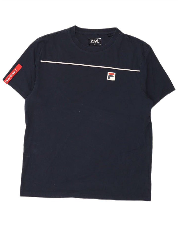 FILA Herren T-Shirt Top Large Marineblau Baumwolle