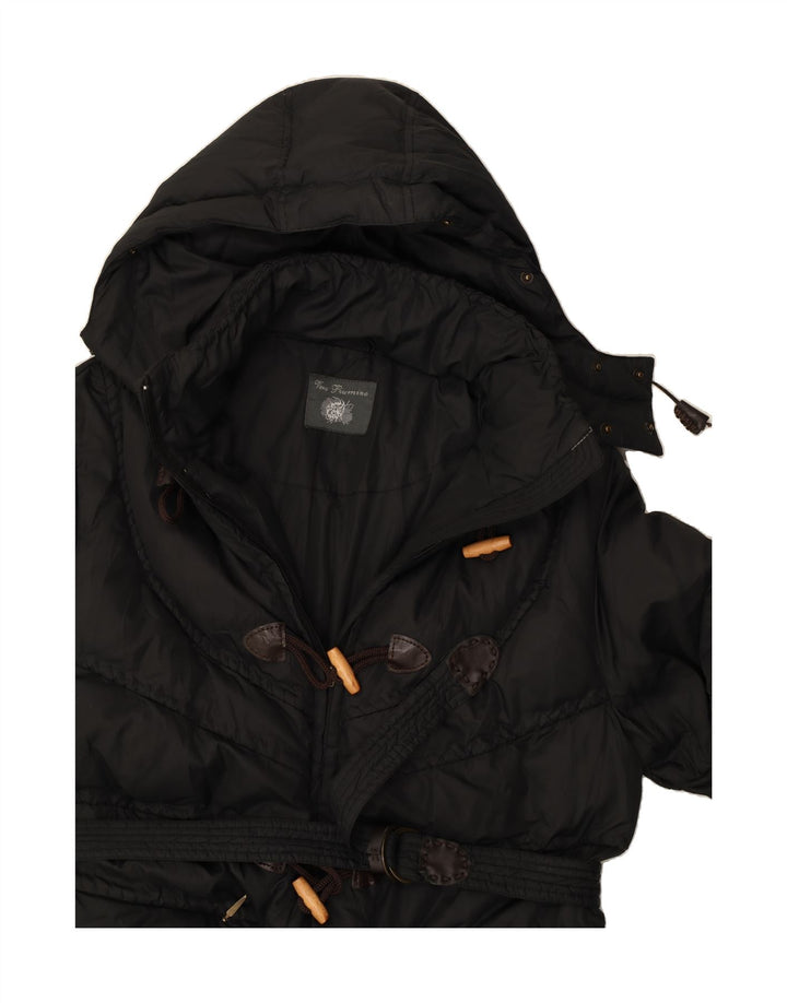 VINTAGE Womens Hooded Padded Coat UK 16 Large Black Polyester Vintage Vintage and Second-Hand Vintage from Messina Hembry 