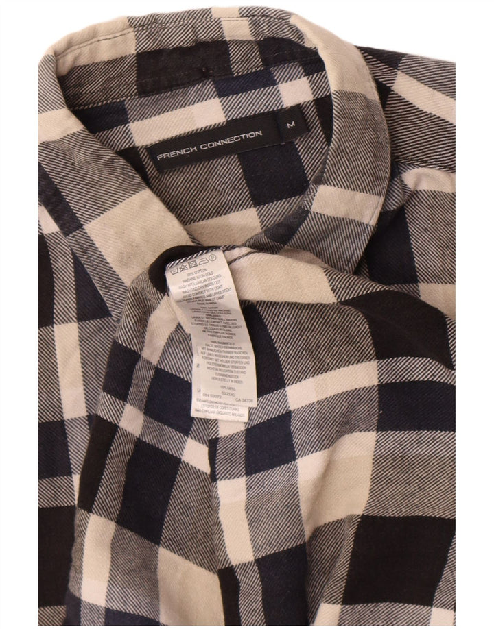 French Connection Herren-Flanellhemd, mittelblau, kariert, Baumwolle