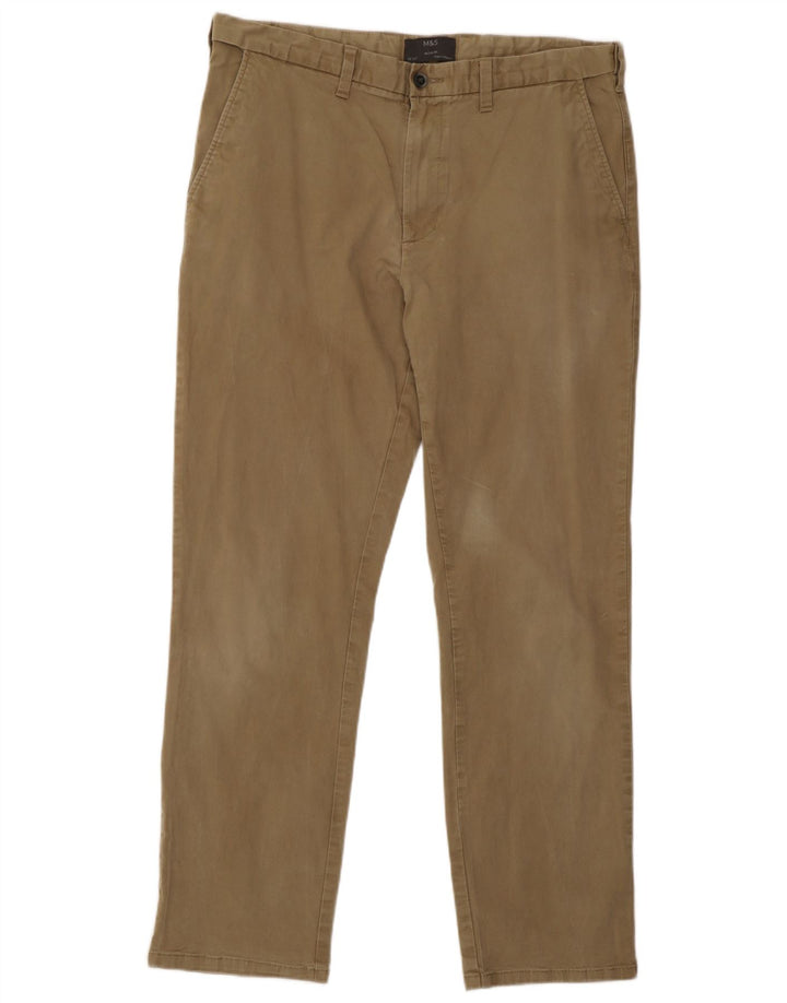 Marks & Spencer Herren-Chinohose mit normaler Passform, W36 L31, Khaki, Baumwolle