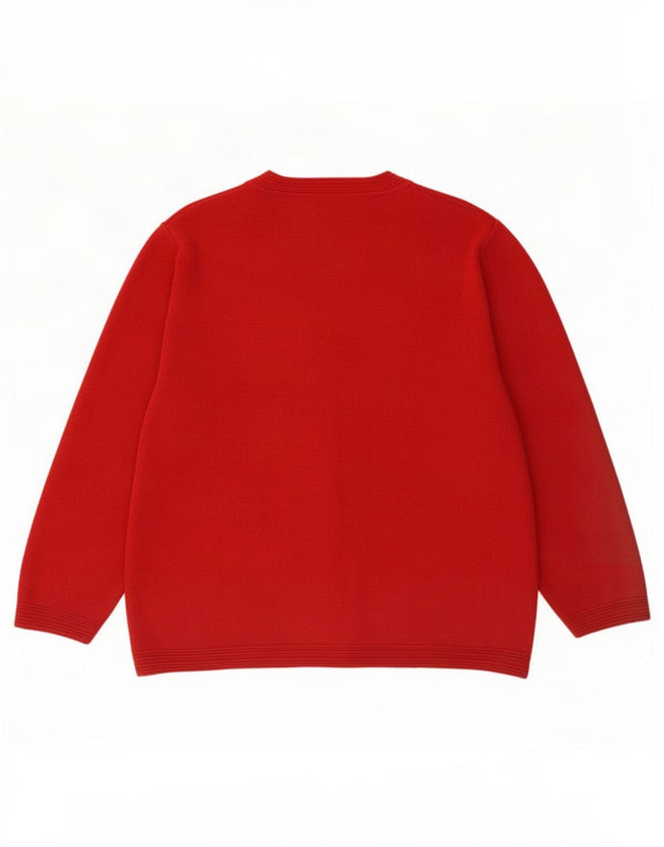 Bromley Damen Strickjacke Pullover UK 18 XL Rot Blumen Acryl