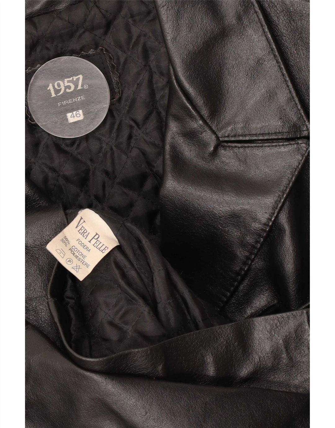 Vintage Damen Ledermantel IT 46 Large Schwarz