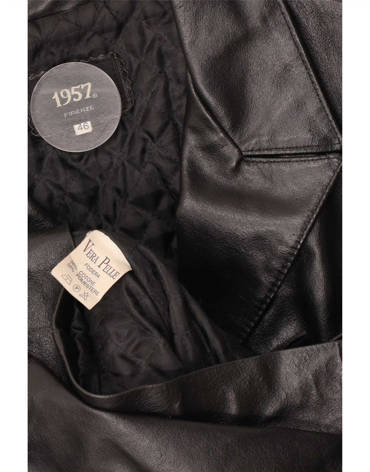 Vintage Damen Ledermantel IT 46 Large Schwarz
