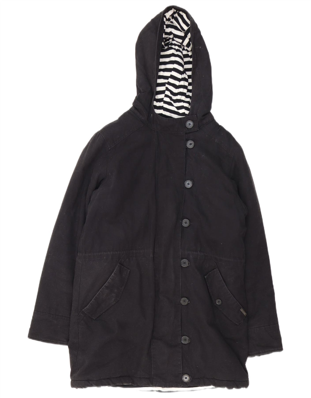Billabong Damen-Parkajacke mit Kapuze, UK 14, mittlere schwarze Baumwolle