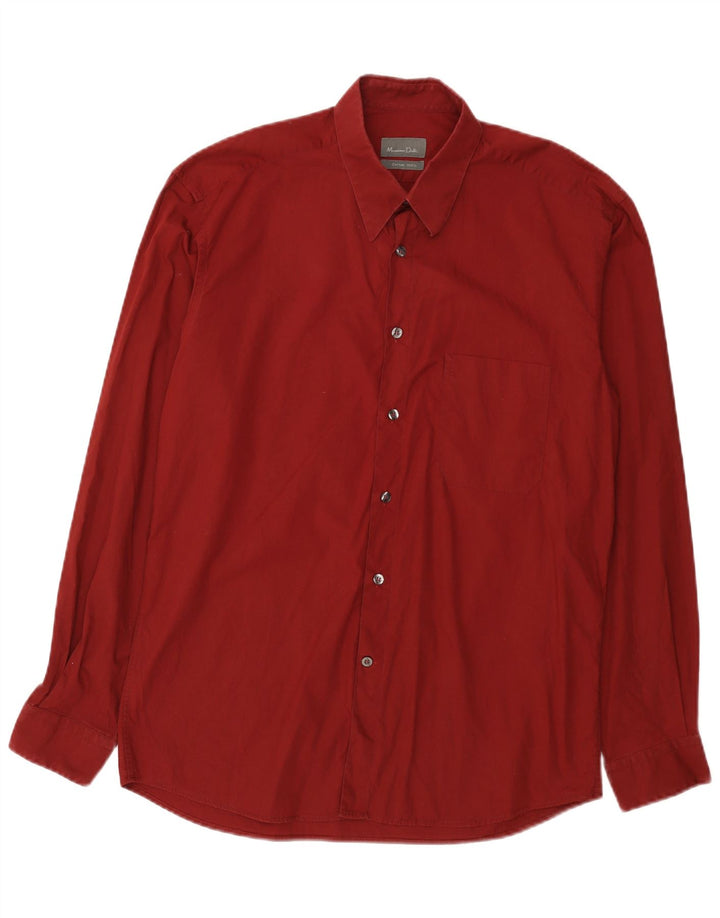 Massimo Dutti Herrenhemd, Größe 42, große burgunderrote Baumwolle