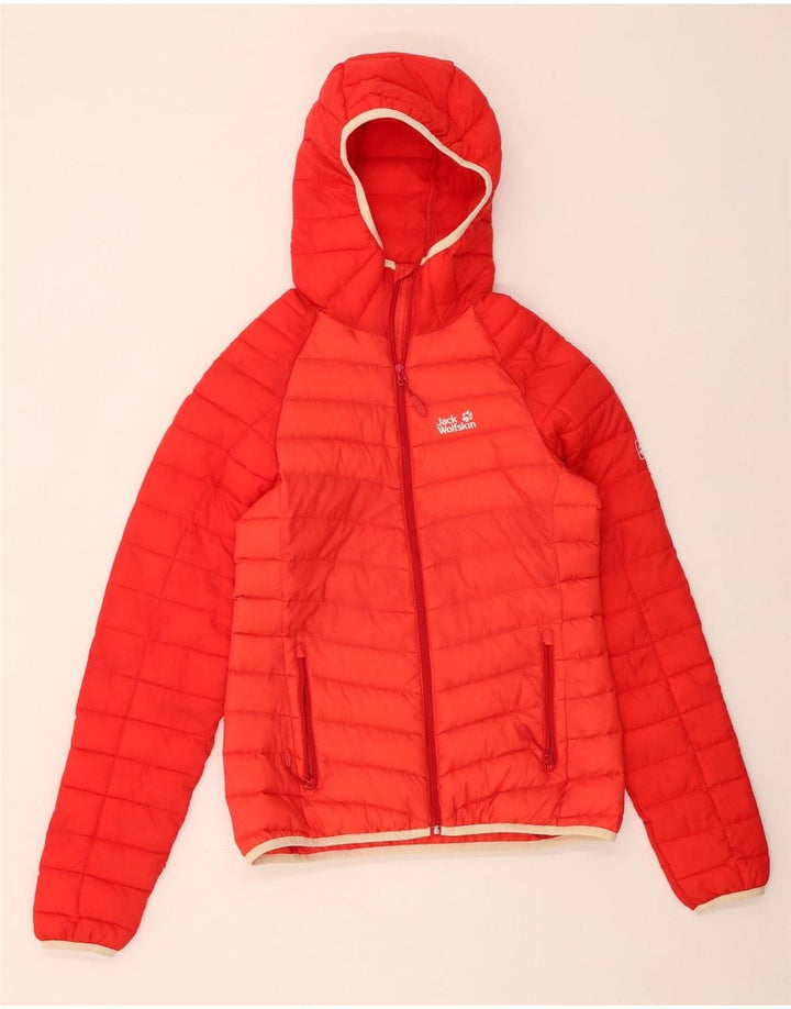 Jack Wolfskin Wattierte Damenjacke mit Kapuze, UK 6, XS, Rot, Colourblock-Polyamid