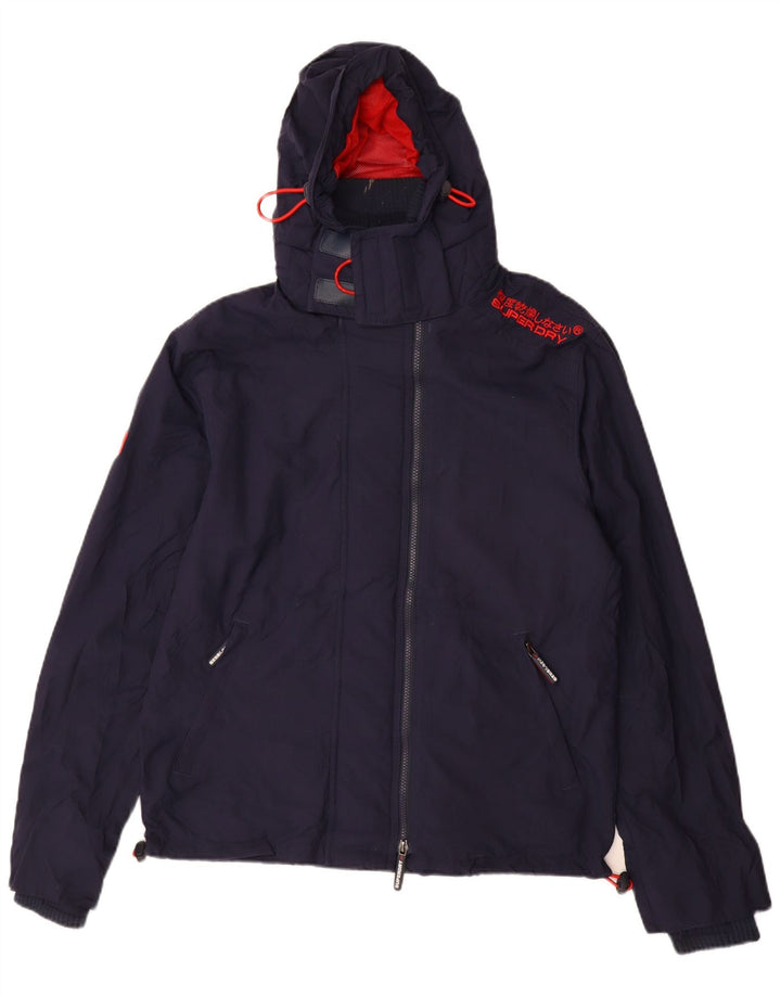 SUPERDRY Herren Windcheater Kapuzen-Windjacke UK 40 Large Marineblau