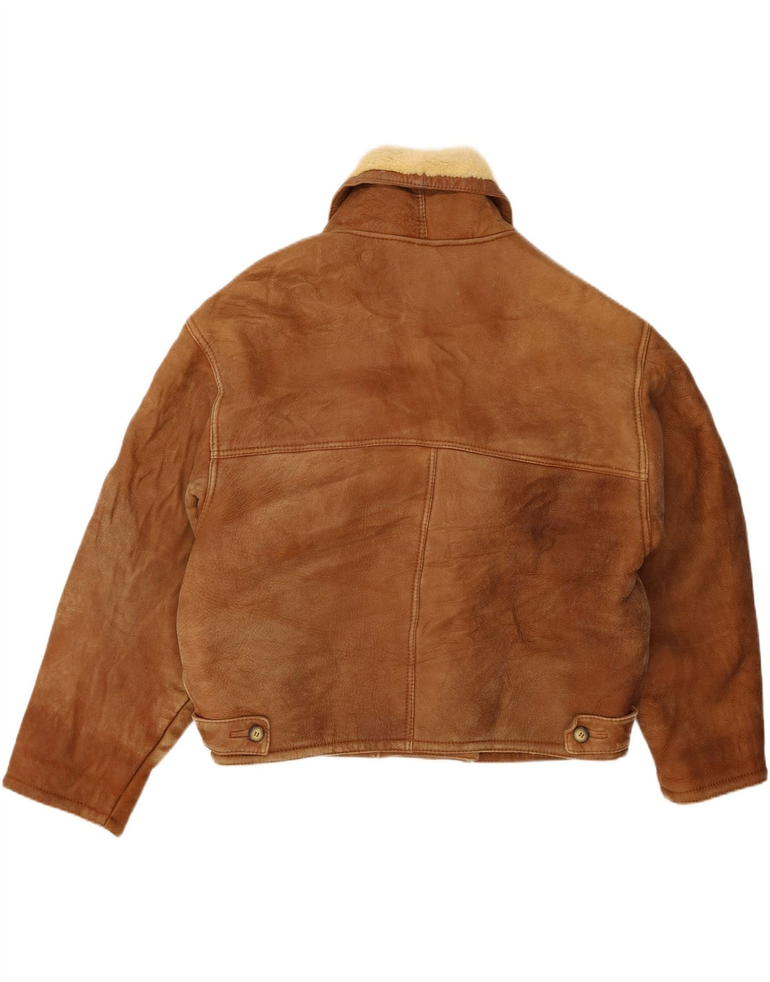 Vintage Herren Zweireihige Lammfelljacke UK 20 2XL Braunes Lammfell