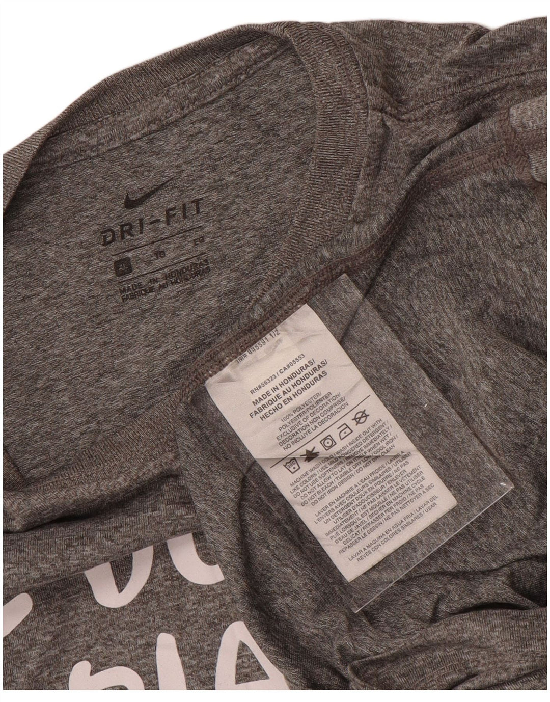 NIKE Mädchen-T-Shirt mit Grafik, 13–14 Jahre, XL, grau geflecktes Polyester