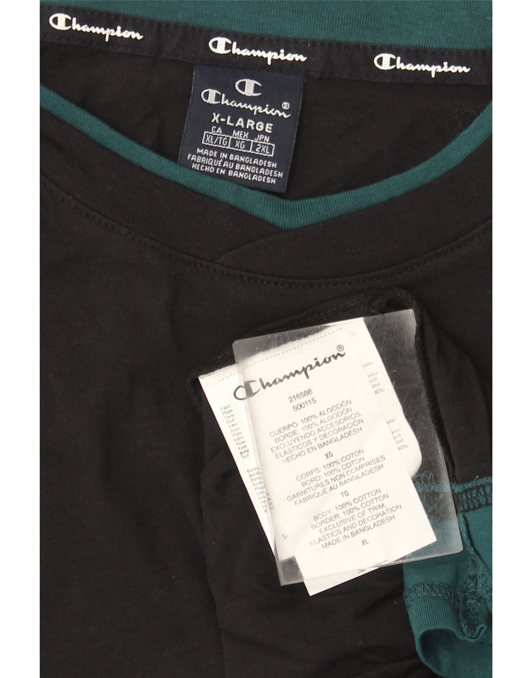 Champion Herren-Top, langärmelig, XL, Schwarz, Colourblock-Baumwolle