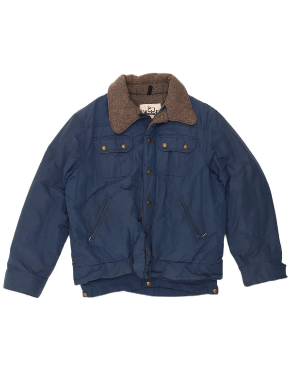 Woolrich Herren Bomberjacke UK 40 Große marineblaue Baumwolle