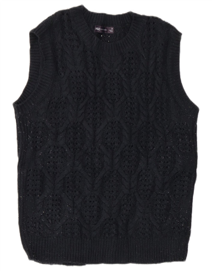 Marks & Spencer Damen Weste Tank Top UK 14 Medium Marineblau Acryl