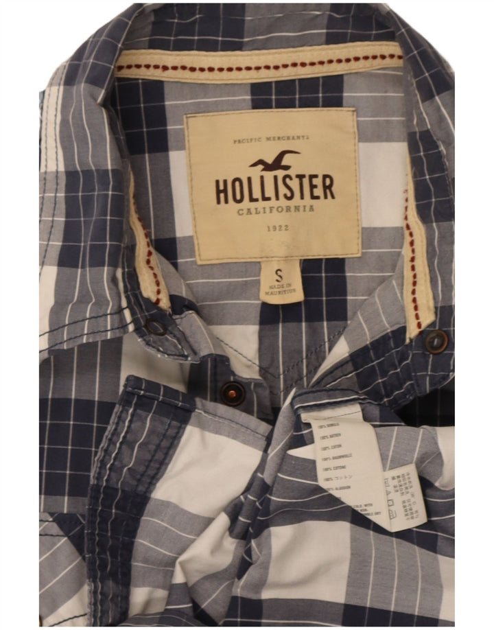 Hollister Herrenhemd, klein, marineblau, kariert, Baumwolle