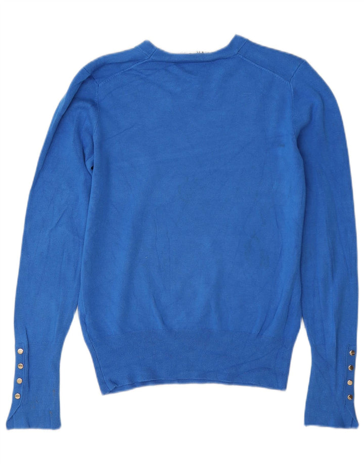 Zara Damen-Pullover mit Rundhalsausschnitt, UK 12, mittelblaue Viskose
