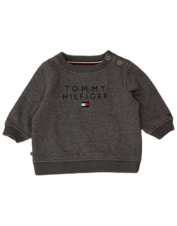 Tommy Hilfiger Baby-Jungen-Sweatshirt mit Grafik, 6–9 Monate, grau gefleckt