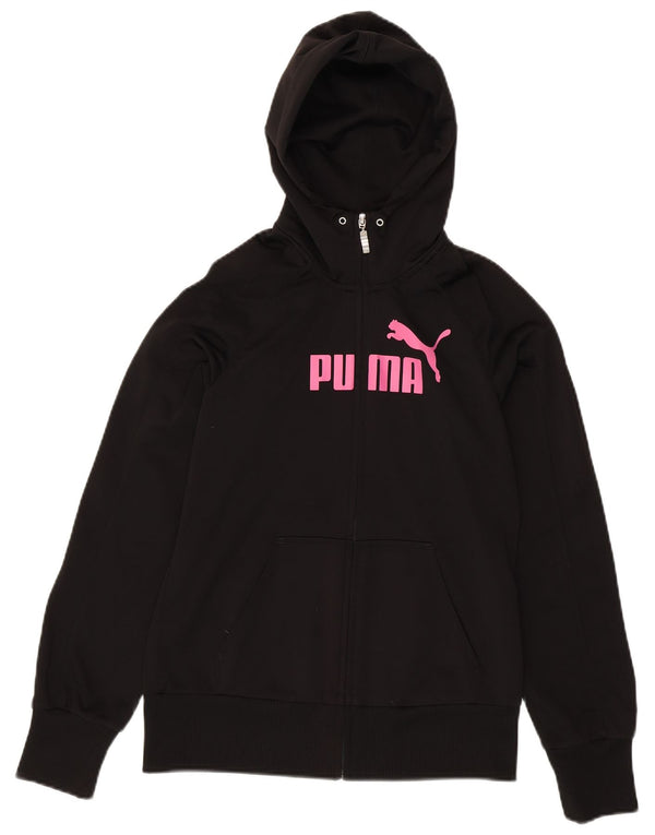 Puma Womens Graphic Zip Hoodie Pullover UK 16 Large Schwarz Polyester