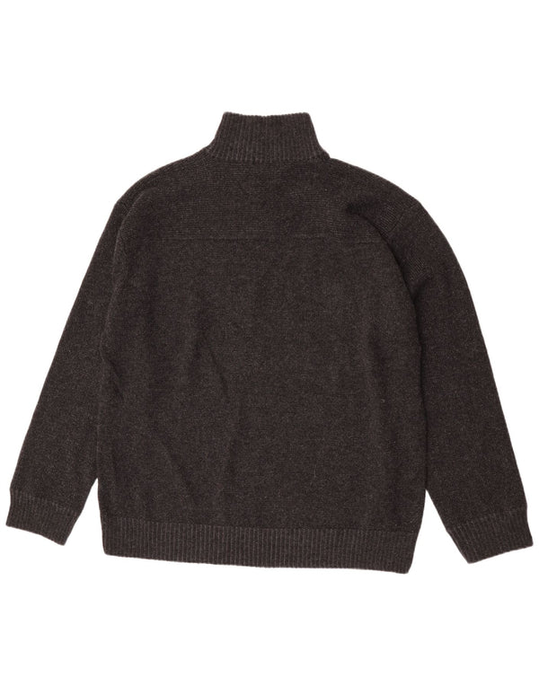 Marks & Spencer Herren-Pullover mit Reißverschluss am Hals, XL, graue Lammwolle
