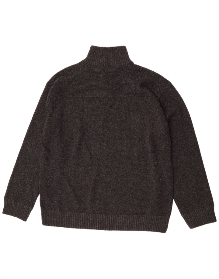 Marks & Spencer Herren-Pullover mit Reißverschluss am Hals, XL, graue Lammwolle