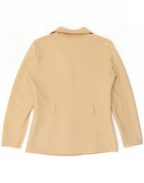 Vintage Damen 6-Knopf-Blazerjacke UK 12 Medium Beige Polyester